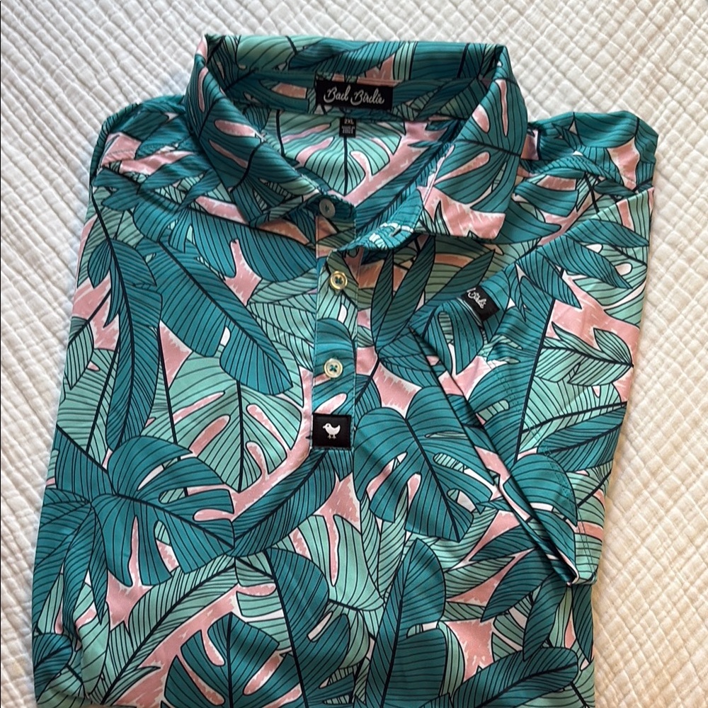 Bad Birdie Green and Pink Casual Button Down Shirt